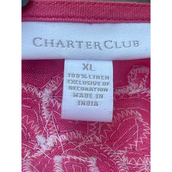 Charter Club Lined Beaded Tunic Top Blouse Cover up XL Beachy Coastal Summer - Picture 5 of 12